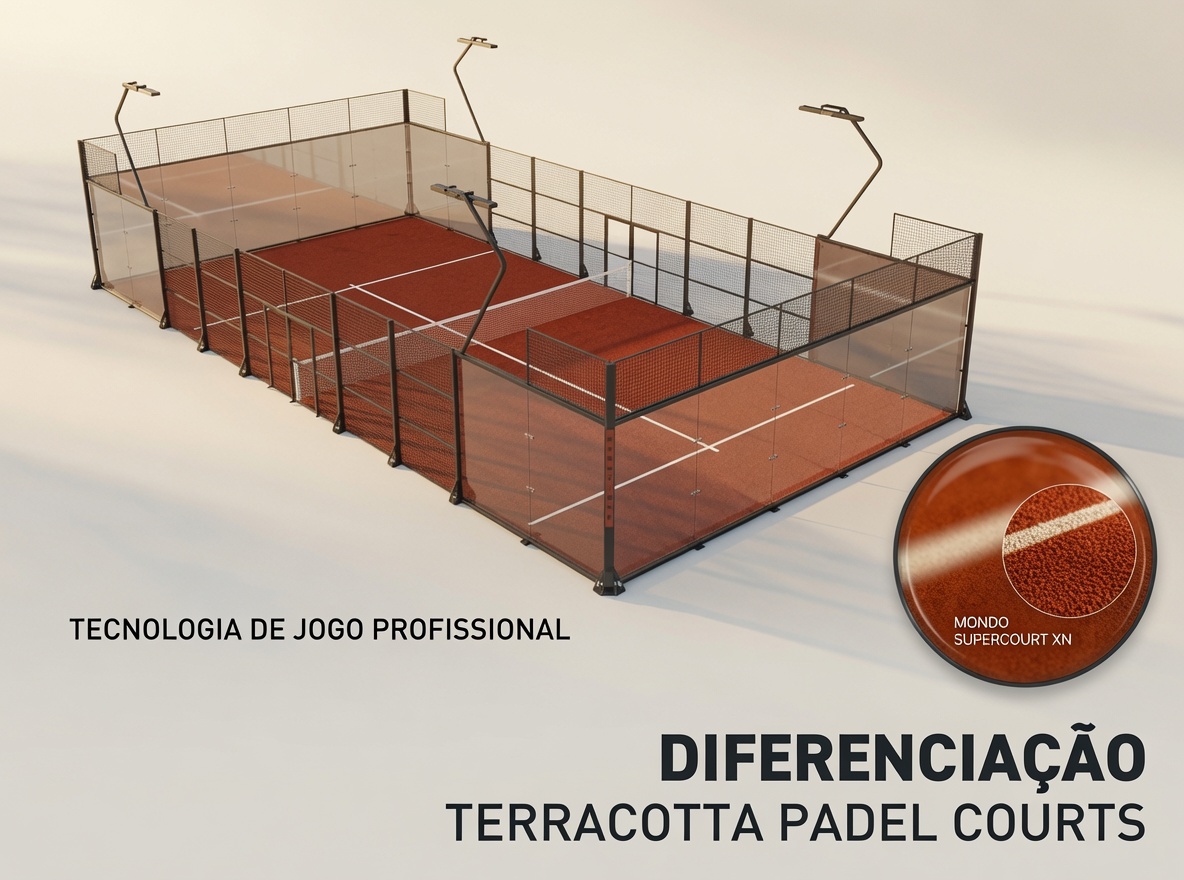 Aerial view of two premium terracotta padel courts