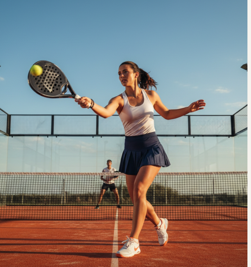 Padel player in action